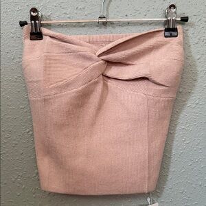 Elegant Knotted Pink Strapless Blouse